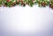 Christmas and New Year shiny background with fir branches, holly berries and snow
