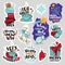 Christmas and New Year social media stickers set