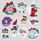 Christmas and New Year social media stickers set