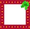 Christmas or new year square border frame with bells and snowflakes pattern and green bow