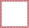 Christmas, new year square double candy cane frame on white background