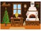 Christmas and new year in the traditional Russian kitchen with a stove  furniture and