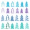 Christmas and New Year trees set, vector illustration collection, seasonal background