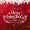 Christmas and New Year Typographical on red Xmas background with winter fir branches, snowflakes, light, stars. Merry Christmas ca