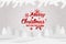 Christmas and New Year Typographical Xmas background with winter landscape. Merry Christmas card.