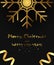 Christmas and New Year vector black background with sparkle snowflake and holiday ribbons