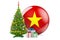 Christmas and New Year in Vietnam, concept. Christmas tree and gift boxes with Vietnamese flag, 3D rendering