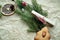 Christmas and New year wreath. Traditional winter garland on evergreen green branches