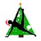 Christmas new year yoga asana on the background of the Christmas tree in the Santa Claus hat