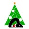 Christmas new year yoga asana on the background of the Christmas tree in the Santa Claus hat