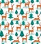 Christmas and New Years seamless pattern in reindeer and fir trees esp 10