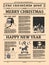 Christmas newspaper poster, old paper retro style. Greering Merrry Christmas and Happy new Year. Vector illustration