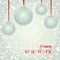 Christmas NewYear greeting card with balls on snowflakes background