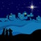 Christmas. Night Bethlehem, wise men following the star of Bethlehem.