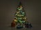 Christmas night decorated fir tree. 3d rending.