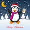 Christmas Night with Drunk Funny Penguin