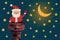 Christmas Night with Santa Claus in the chimney moon stars vector illustration xmas