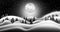Christmas Night and the Snow Fields of North Pole 3D illustration