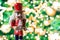 Christmas nutcracker toy soldier traditional figurine with bokeh background