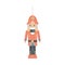 Christmas nutcracker or vintage soldier toy flat vector illustration isolated.