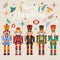 Christmas Nutcrackers Vector Illustration on Light Background