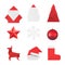 Christmas origami ornaments and decorations: paper Santa Claus and snowman, fir, star, snowflake, glass ball toy, deer red hat and