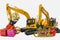 Christmas ornament and Excavator model , Holiday celebration concept happy new year