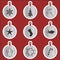 Christmas Ornament Flat Metal Sticker Set on REd