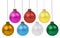 Christmas ornaments balls colorful decoration hanging isolated on white