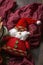 Christmas ornaments. Balls. Toys. Santa claus; Candles; Gifts;