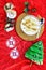 Christmas ornaments and rizogalo,traditional greek rice pudding