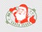 Christmas oval stamp with silhouette of Santa Claus, design element