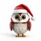 Christmas Owl With Santa Hat - 3d Illustration