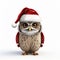 Christmas Owl In Santa Hat - Realistic 3d Rendering