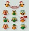Christmas owls. Flat icons. Vector set.