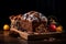 christmas panettone on festive table