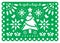 Christmas Papel Picado vector design, Mexican Xmas paper decorations, green and white 5x7 greeting card pattern