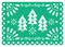 Christmas Papel Picado vector design with Xmas trees, Mexican winter paper party decorations, green and white 5x7 greeting card pa