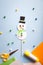 Christmas paper craft for kids. snowman on blue background. create art for children. new year concept