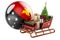 Christmas in Papua New Guinea, concept. Christmas Santa sleigh full of gifts with Papuan New Guinean flag. 3D rendering