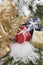 Christmas parcels and Christmas angel, close up