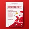 Christmas party banner poster design. holiday vacation. flat design. santa claus character ring a bell