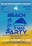 Christmas party at the beach poster or flyer template with palm and santas hat