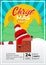 Christmas Party Event Poster Design With Cute Santa Claus Trying To Climb A Chimney