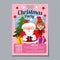 Christmas party festival holiday poster template santa flat style