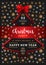 Christmas party Happy New Year Poster, Christmas tree, Red bow, Snowflakes