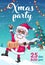 Christmas party invitation poster, cool Santa Claus with electronic guitar and christmas tree