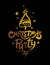 Christmas Party Logo. Golden inscription on a black background.