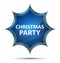 Christmas Party magical glassy sunburst blue button