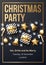 Christmas party poster template with shining gold and white ornaments